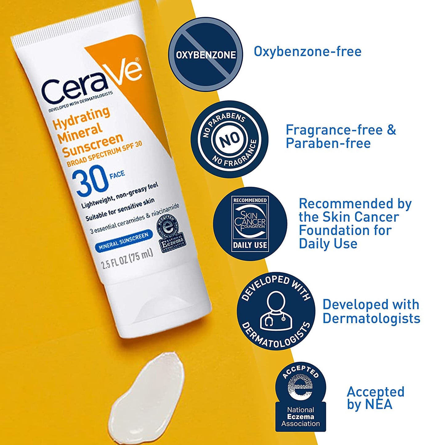 CeraVe 100% Mineral Sunscreen Face SPF 30 Niacinamide Travel Size 2.5 oz, mineral sunscreen for face travel size.