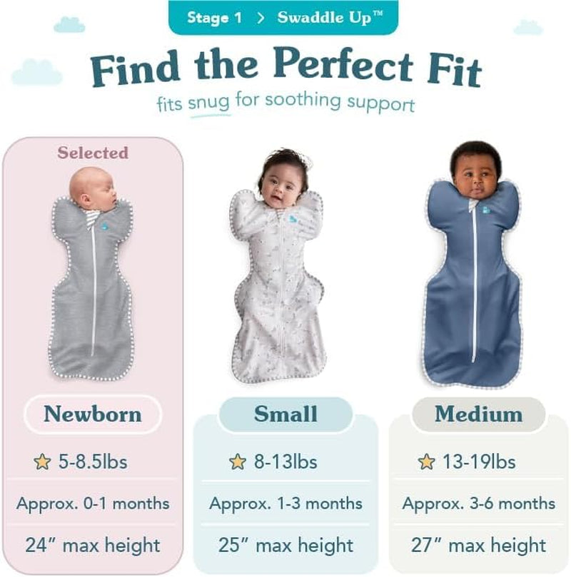 Love to Dream Swaddle UP, Stripe Pink, Newborn, 5-8.5 Lbs., Dramatically Better Sleep, Allow Baby to Sleep in Their Preferred Arms up Position for Self-Soothing, Snug Fit Calms Startle Reflex