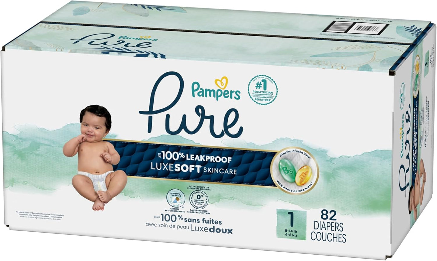 Diapers Size 3, 60 Count - Pampers Pure Protection Disposable Baby Diapers, Hypoallergenic and Unscented Protection, Super Pack (Old Version)