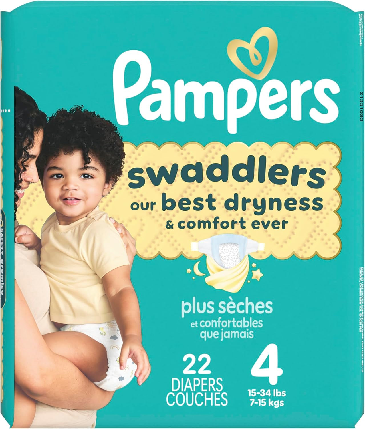 Pampers Swaddlers Diapers, Size 4 (15-34 Lbs), 22 Count, Absorbent, Keeps Baby Dry and Comfortable, Skin Safe Disposable Baby Diaper (Packaging May Vary)