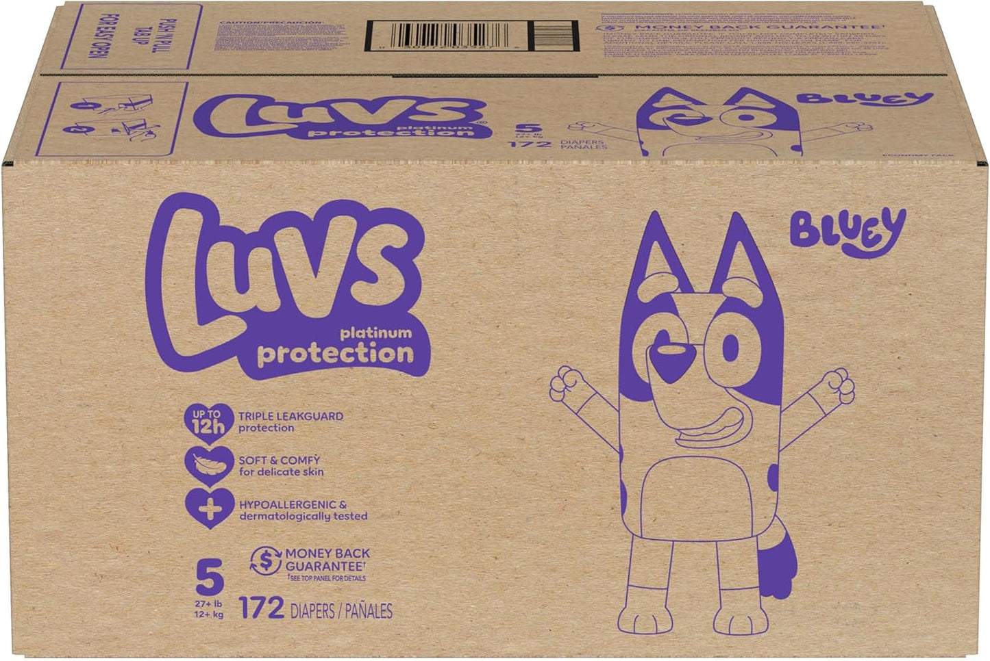 Luvs Size 1 Baby Diapers, Platinum Protection Bluey Diapers for Day & Night, Size 1, 294 Count (Packaging May Vary)