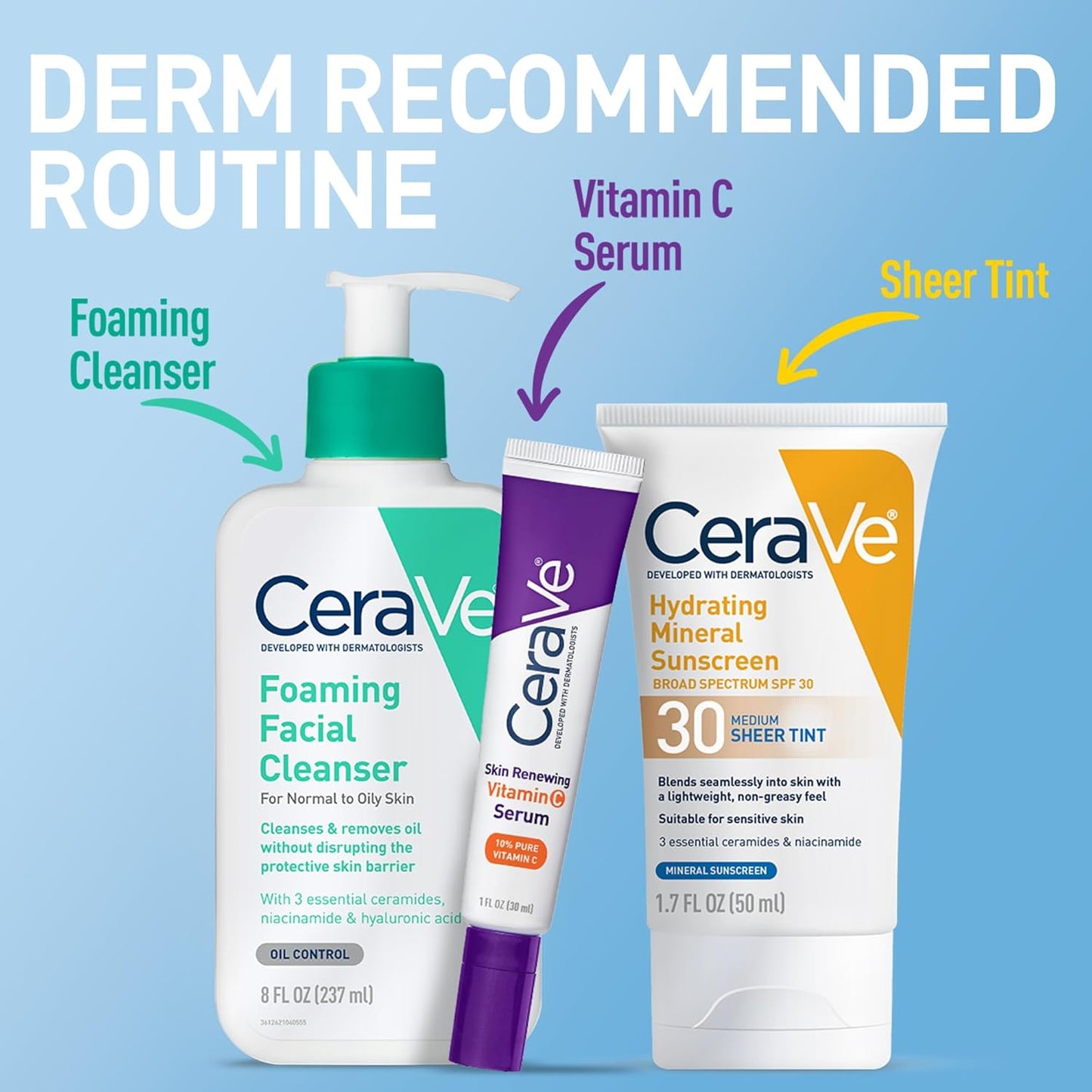 CeraVe Hydrating Tinted Mineral Sunscreen SPF 30 Deep Sheer Glow 1.7oz 2-Pack