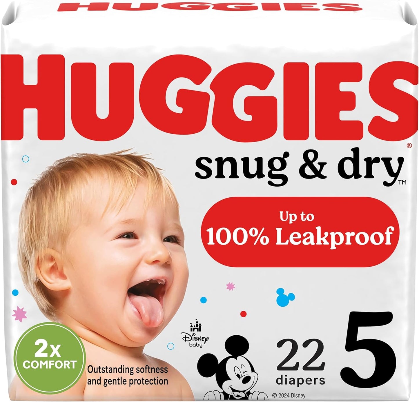 Huggies Snug & Dry Baby Diapers, Size 5 (27+ Lbs), 22 Ct