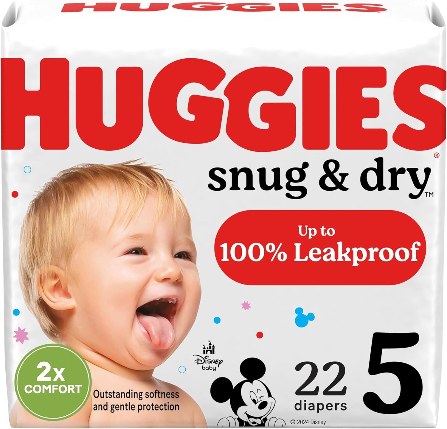 Huggies Snug & Dry Baby Diapers, Size 5 (27+ Lbs), 22 Ct