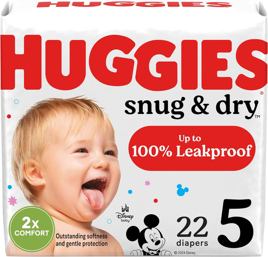 Huggies Snug & Dry Baby Diapers, Size 5 (27+ Lbs), 22 Ct