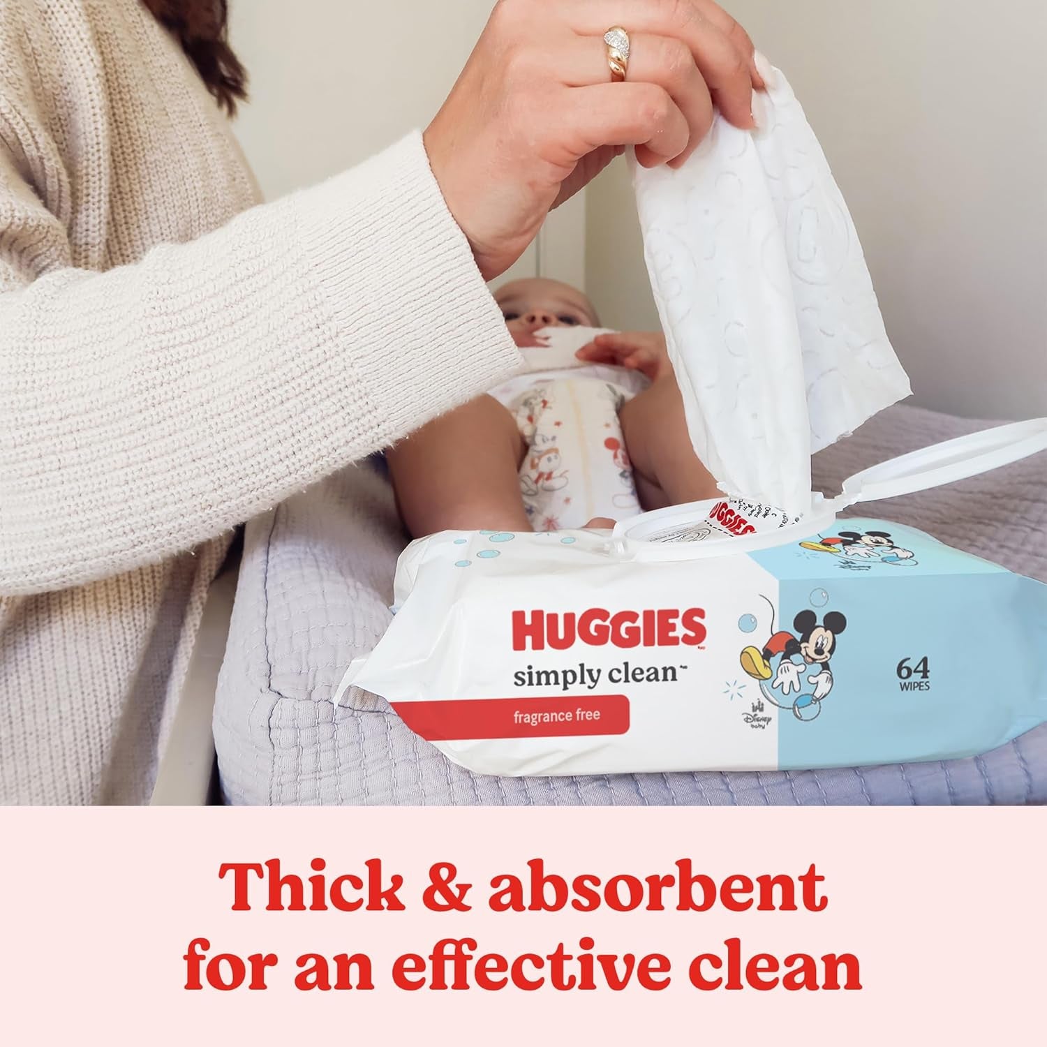 Huggies Simply Clean Unscented Baby Diaper Wipes, 1 Flip-Top Pack (64 Wipes Total), Packaging May Vary