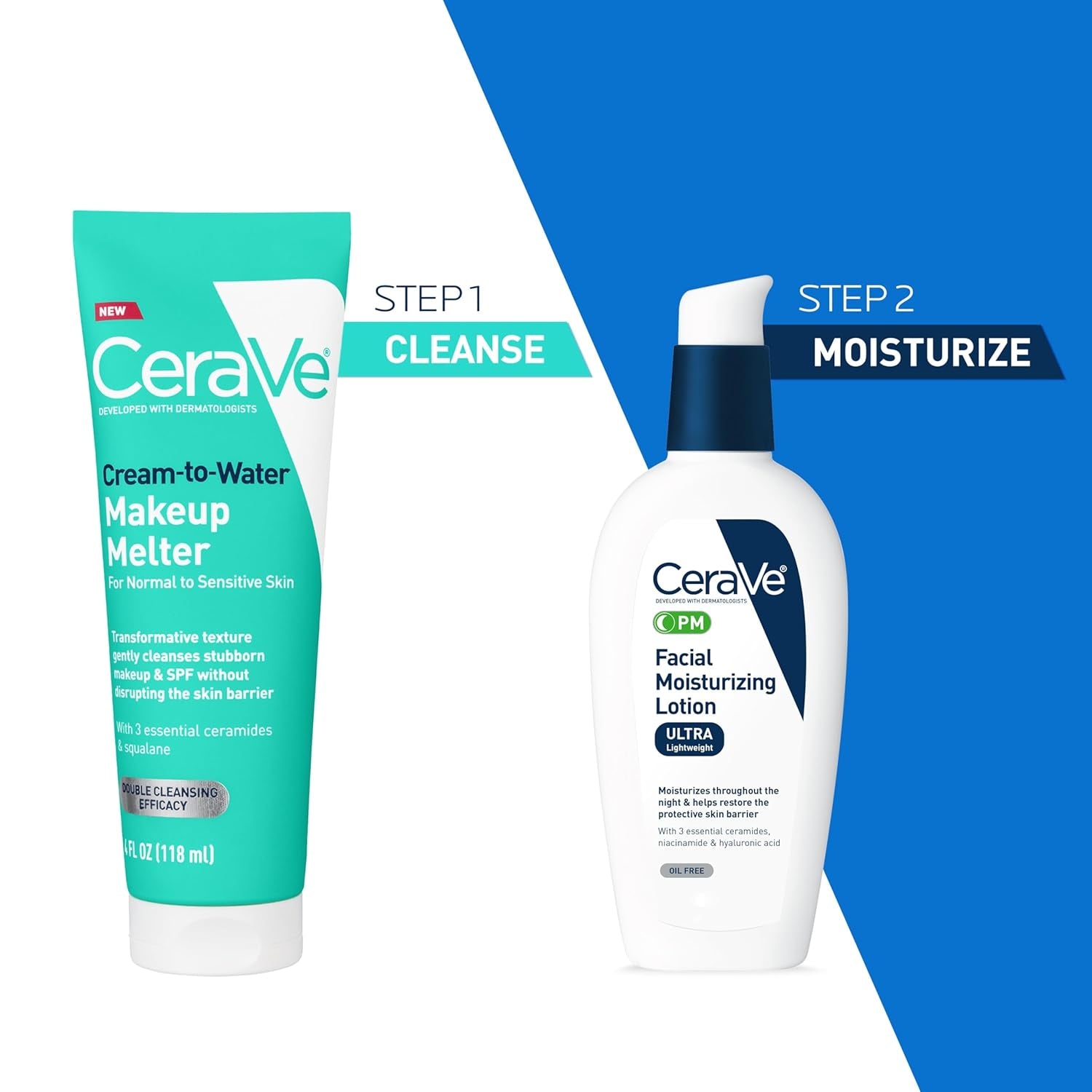 CeraVe Cream-to-Water Makeup Melter Squalane Sensitive Skin Face Cleanser 4oz