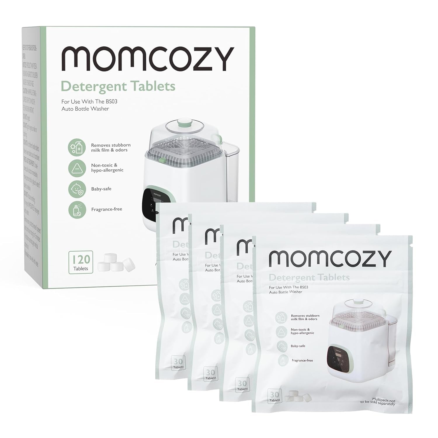 Momcozy Official Washing Block for Momcozy Kleanpal Pro Baby Bottle Washer, 120 Detergent Tablets