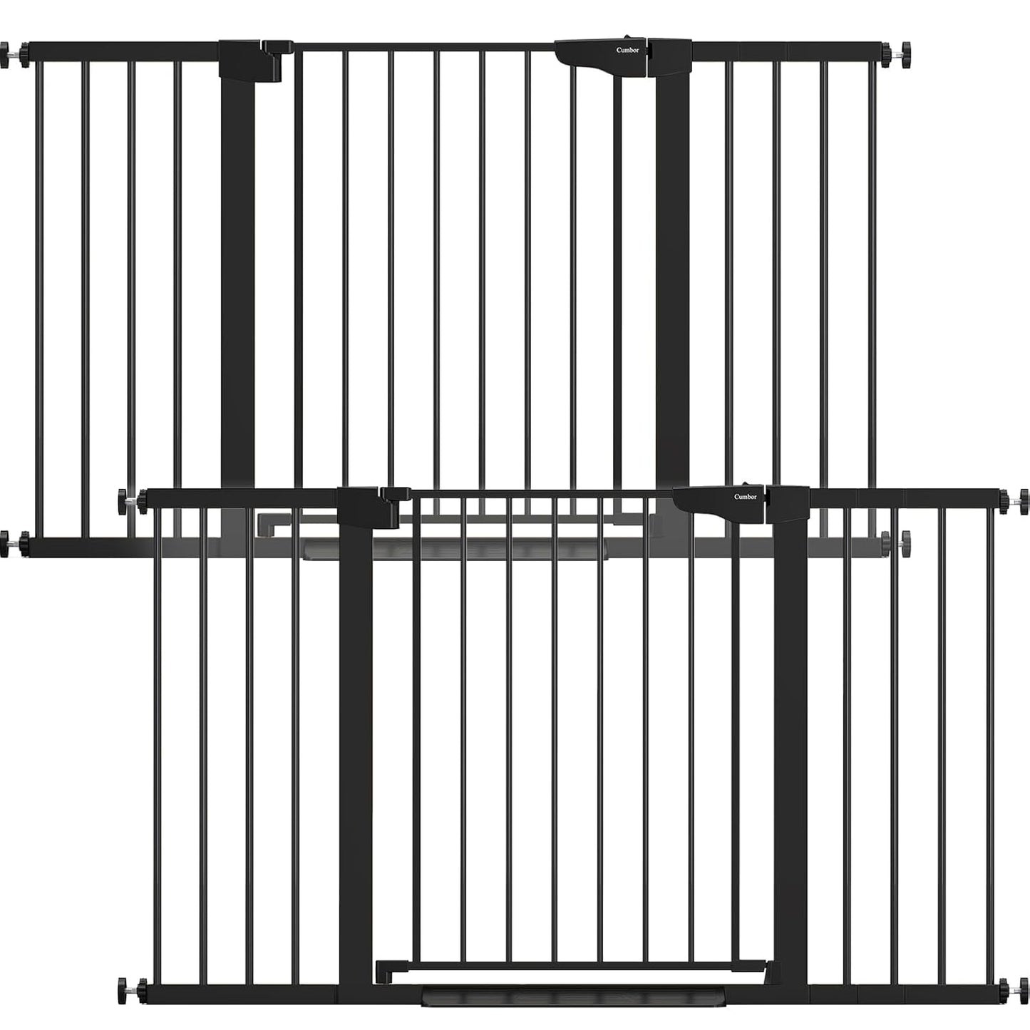 Cumbor 2 Pack 30-54" Baby Gate for Stairs, Dual Lock & Self-Closing Dog Gate for Doorways, Easy Install Pressure Mounted Pet Gates Indoor, Easy Walk Thru Wide Safety Proofing for Babies & Pets, Black