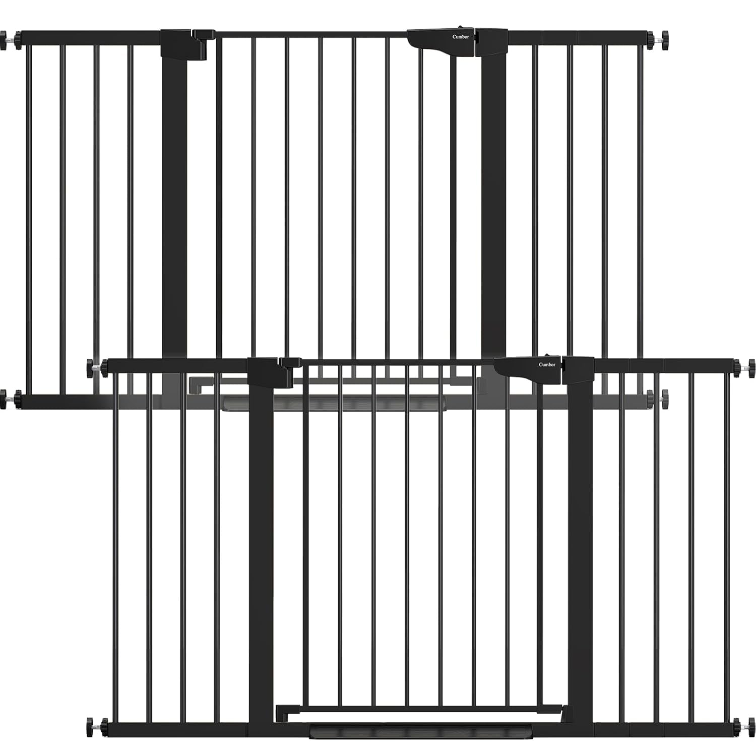 Cumbor 2 Pack 30-54" Baby Gate for Stairs, Dual Lock & Self-Closing Dog Gate for Doorways, Easy Install Pressure Mounted Pet Gates Indoor, Easy Walk Thru Wide Safety Proofing for Babies & Pets, Black