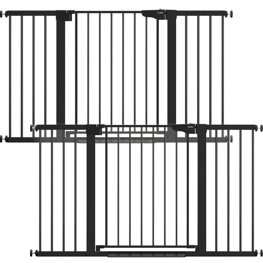 Cumbor 2 Pack 30-54" Baby Gate for Stairs, Dual Lock & Self-Closing Dog Gate for Doorways, Easy Install Pressure Mounted Pet Gates Indoor, Easy Walk Thru Wide Safety Proofing for Babies & Pets, Black