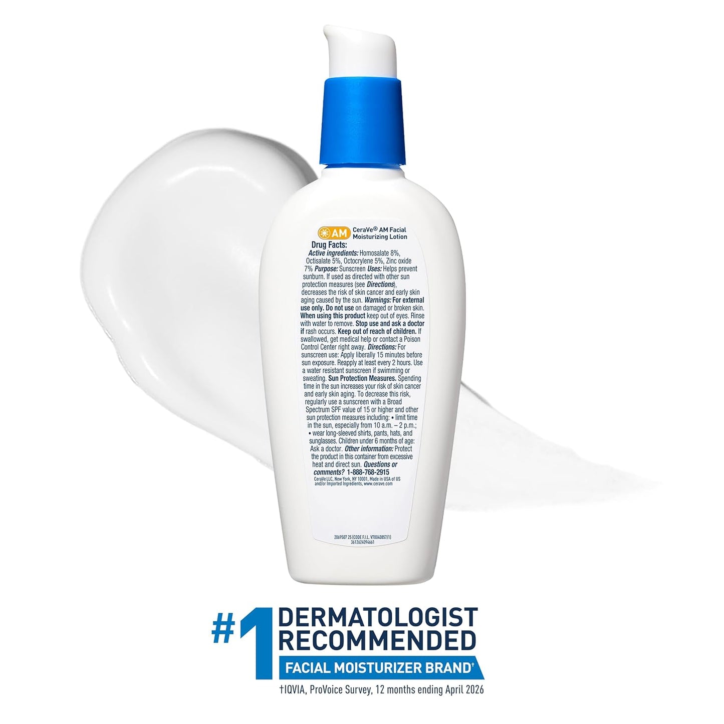 CeraVe AM Facial Moisturizing Lotion SPF 50 Face Sunscreen Moisturizer 3oz