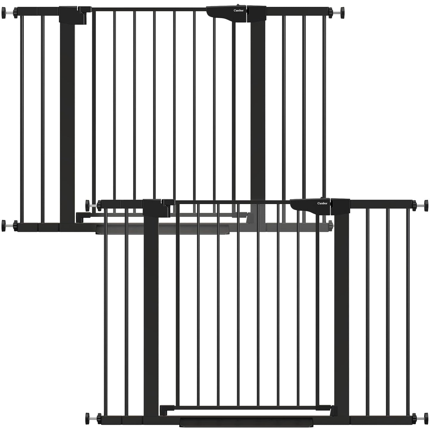 Cumbor 2 Pack 29.7-46" Baby Gate for Stairs, Mom'S Choice Awards Winner-Auto Close Dog Gate for Doorways, Easy Install Pressure Mounted Pet Gates Indoor, Easy Walk Thru Wide Safety Gate for Dog, Black