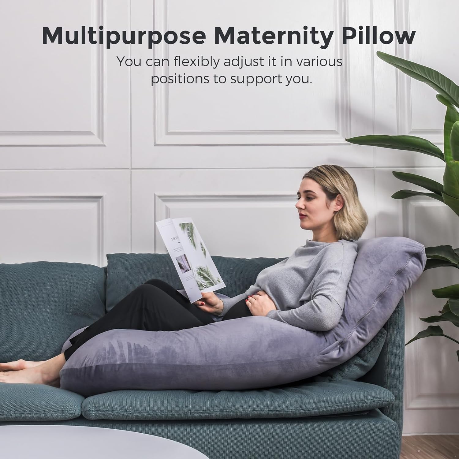 Momcozy Pregnancy Pillows with Cooling Cover, U-Shaped Full Body Maternity Pillow for Side Sleepers 57 Inch - Support for Back, Hip, Belly, Legs for Pregnant Women