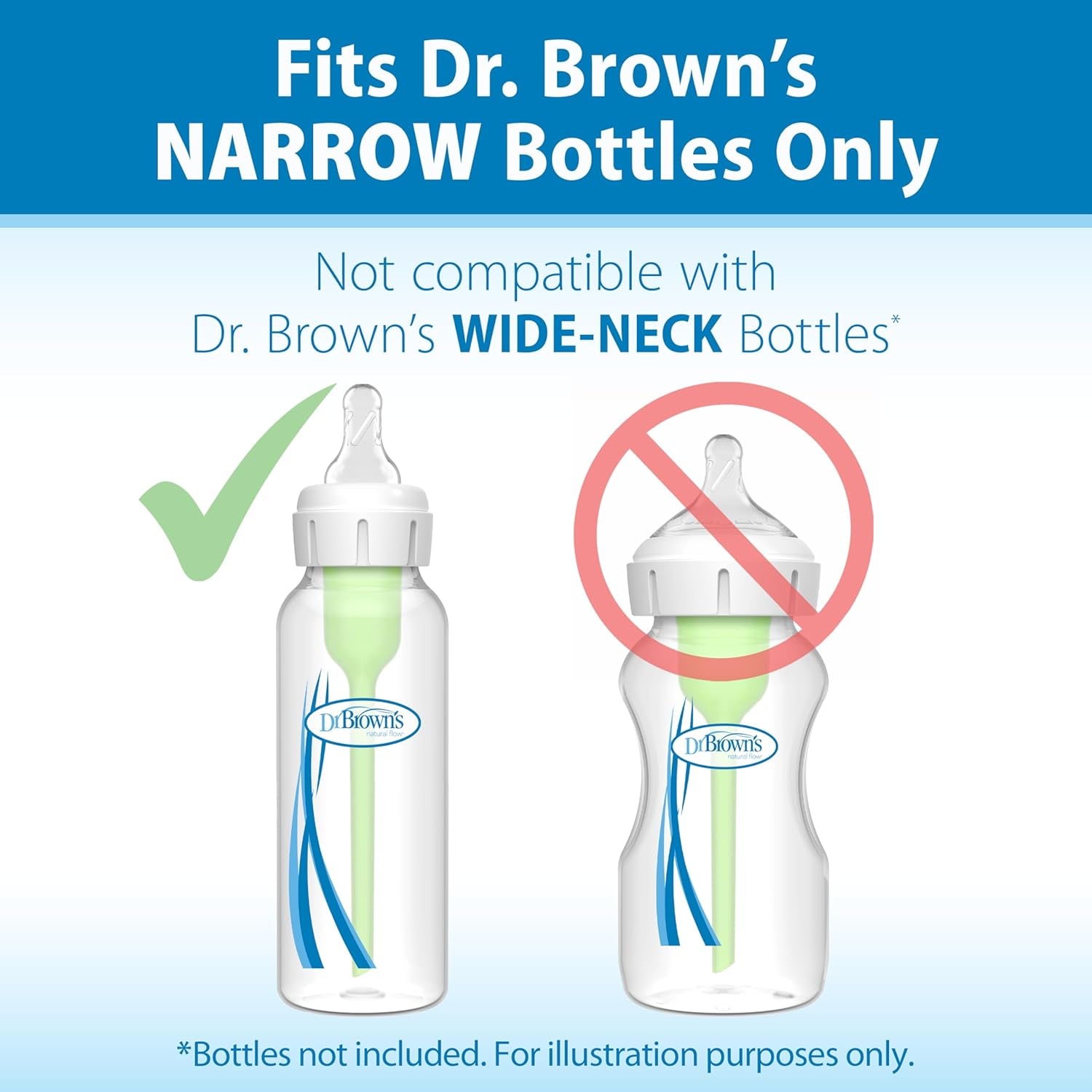 Dr. Brown’S Natural Flow Y-Cut Narrow Baby Bottle Silicone Nipple, Ideal for Thicker Liquids, 9M+, 100% Silicone Bottle Nipple, 6 Count