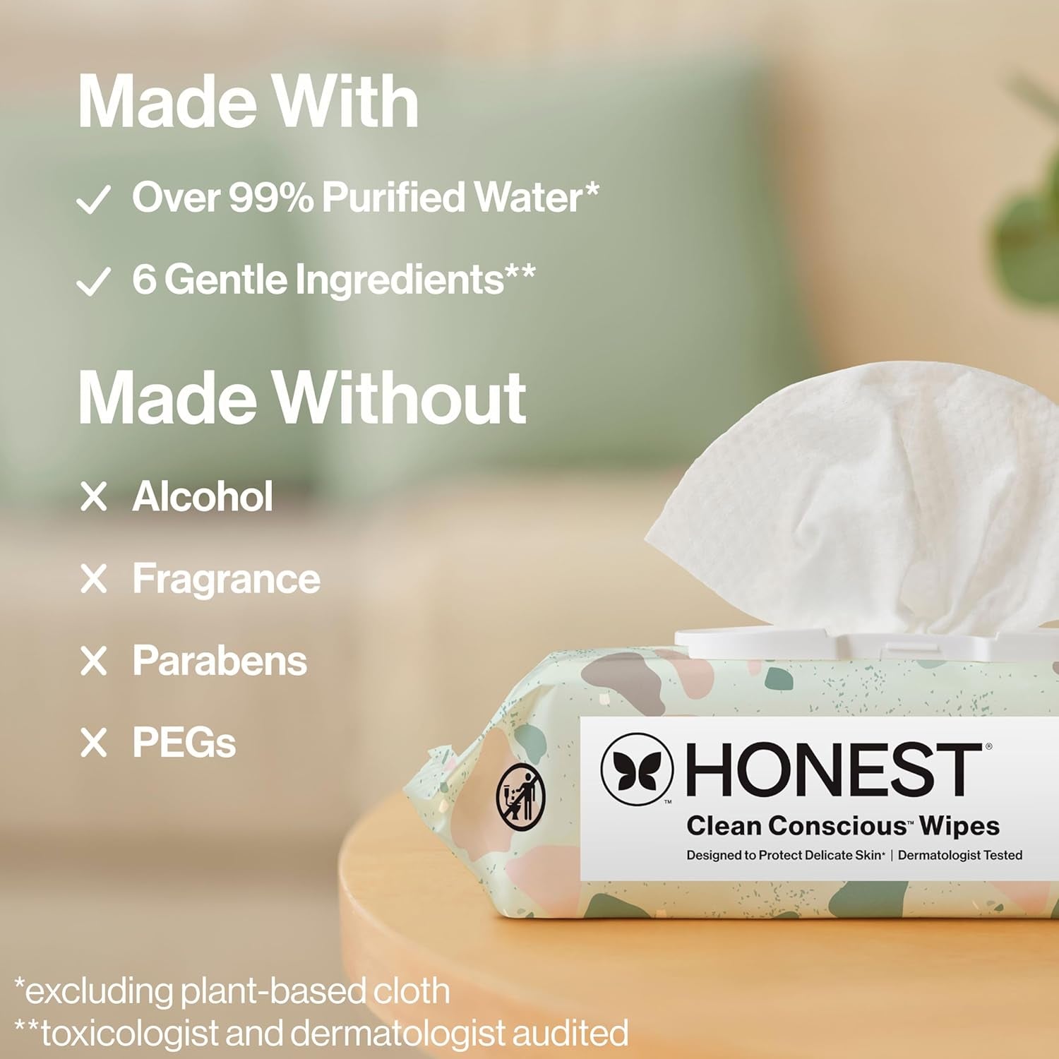 The Honest Company Hypoallergenic Multi-Use Baby Wipes for Sensitive Skin, Geo Mood, 288 Count (Pack of 3)