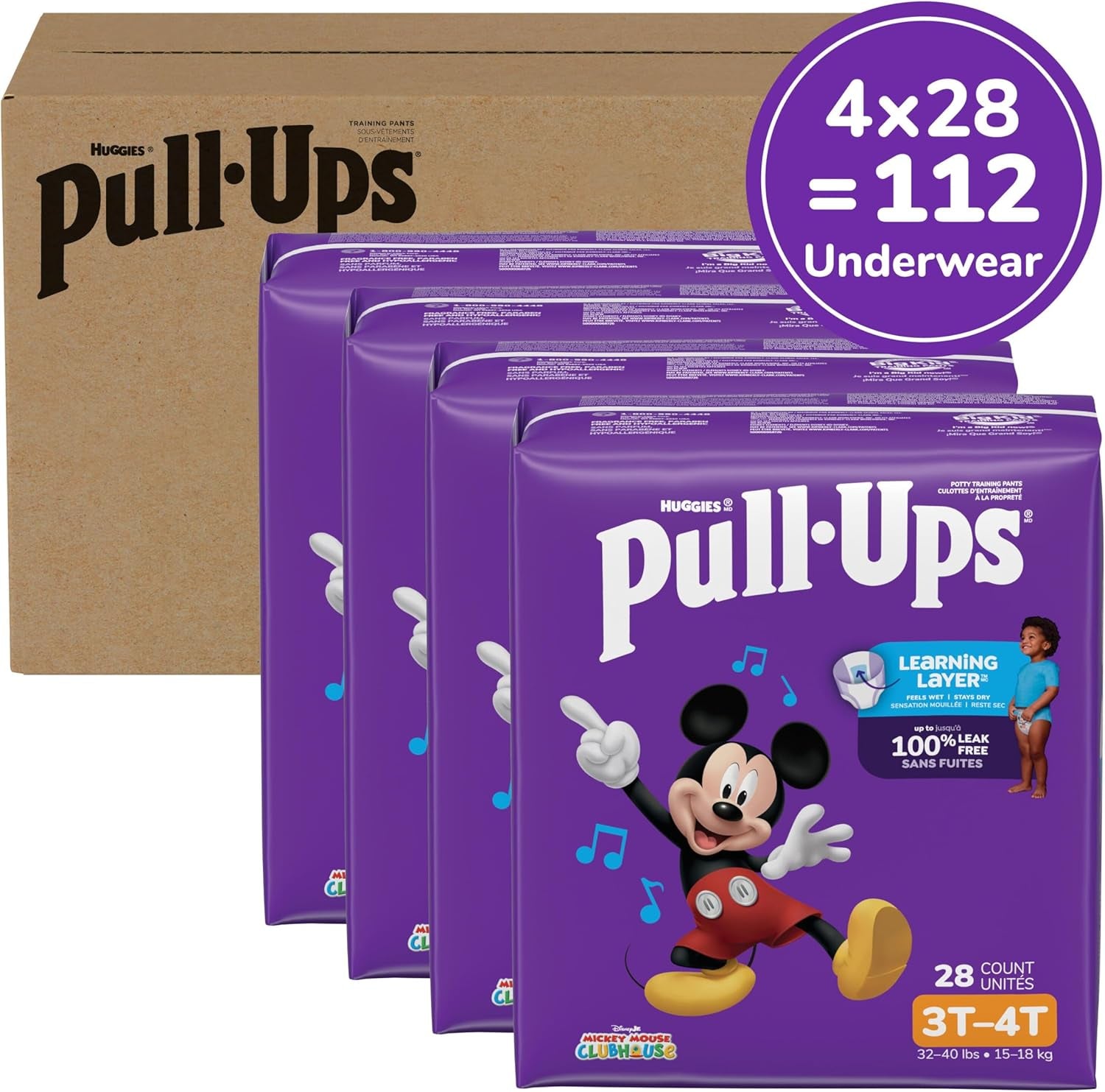 Pull-Ups Boys' Potty Training Pants, Size 5T-6T Training Underwear (46+ Lbs), 14 Count