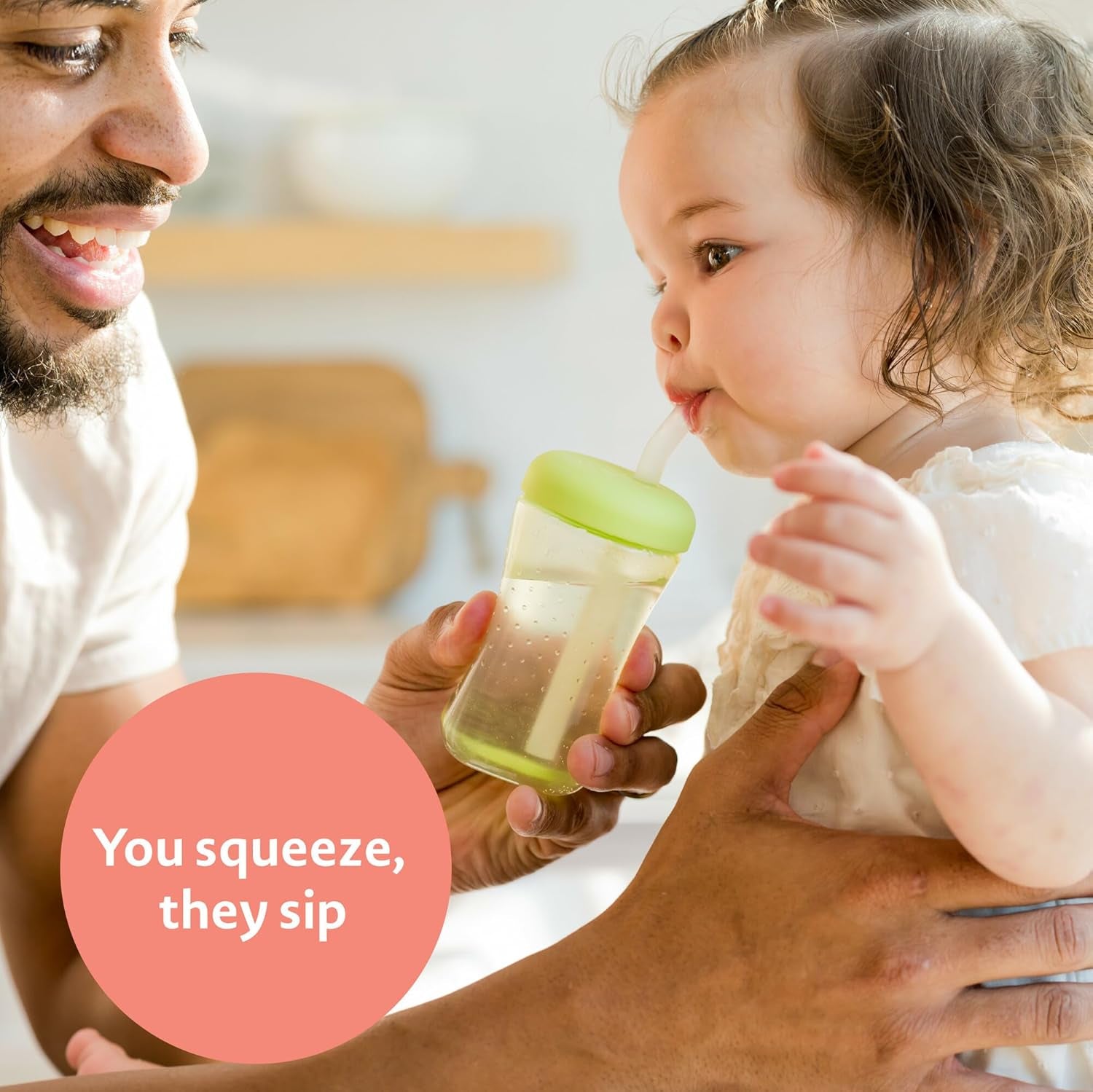 The First Years Squeeze & Sip Toddler Straw Cups - Squeezable Transition Sippy Cup with Silicone Straw - Toddler Feeding Supplies - Green/Teal - 7 Oz - 3 Count - Ages 6 Months and Up, Pack of 12
