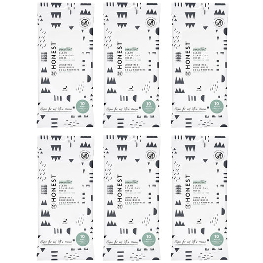 The Honest Company Hypoallergenic Multi-Use Baby Wipes for Sensitive Baby Skin, Pattern Play, 10 Count (Pack of 6)