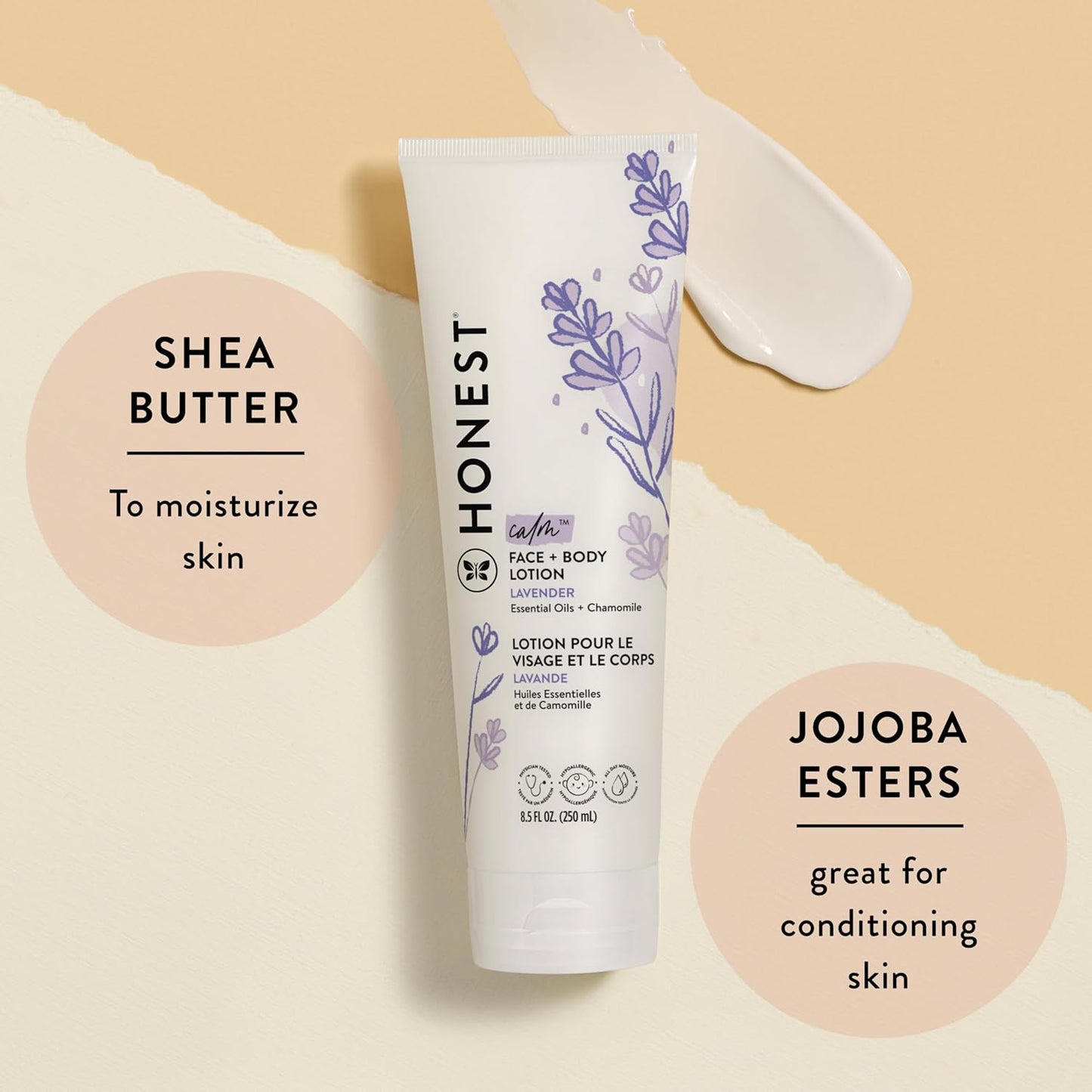 The Honest Company 2-In-1 Cleansing Shampoo and Body Wash Face Lotion Bundle, Gentle for Baby, Naturally Derived, Lavender Calm, 18.5 Fl Oz