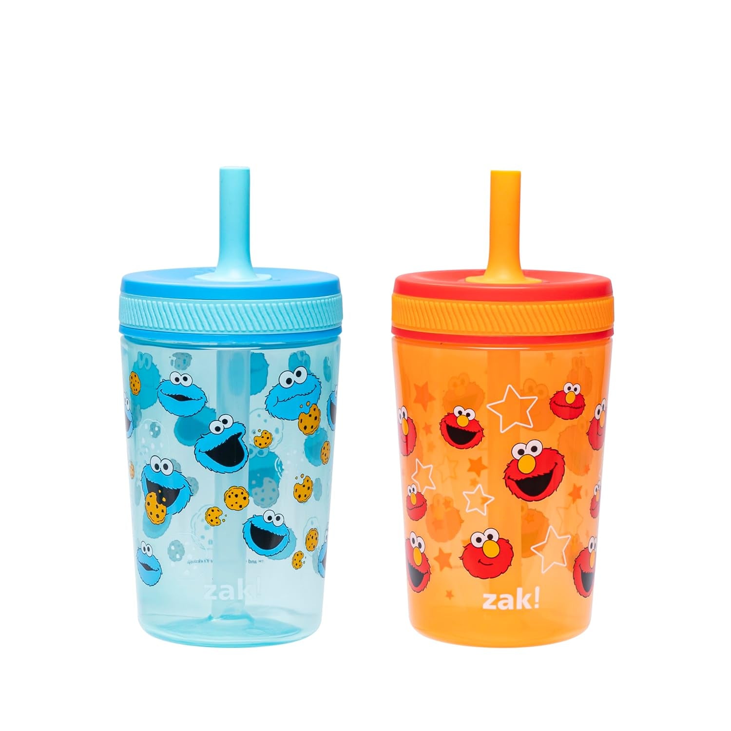 Zak Designs Blippi Kelso Toddler Cups for Travel or at Home, 15Oz 2-Pack Durable Plastic Sippy Cups with Leak-Proof Design Is Perfect for Kids (Blippi)