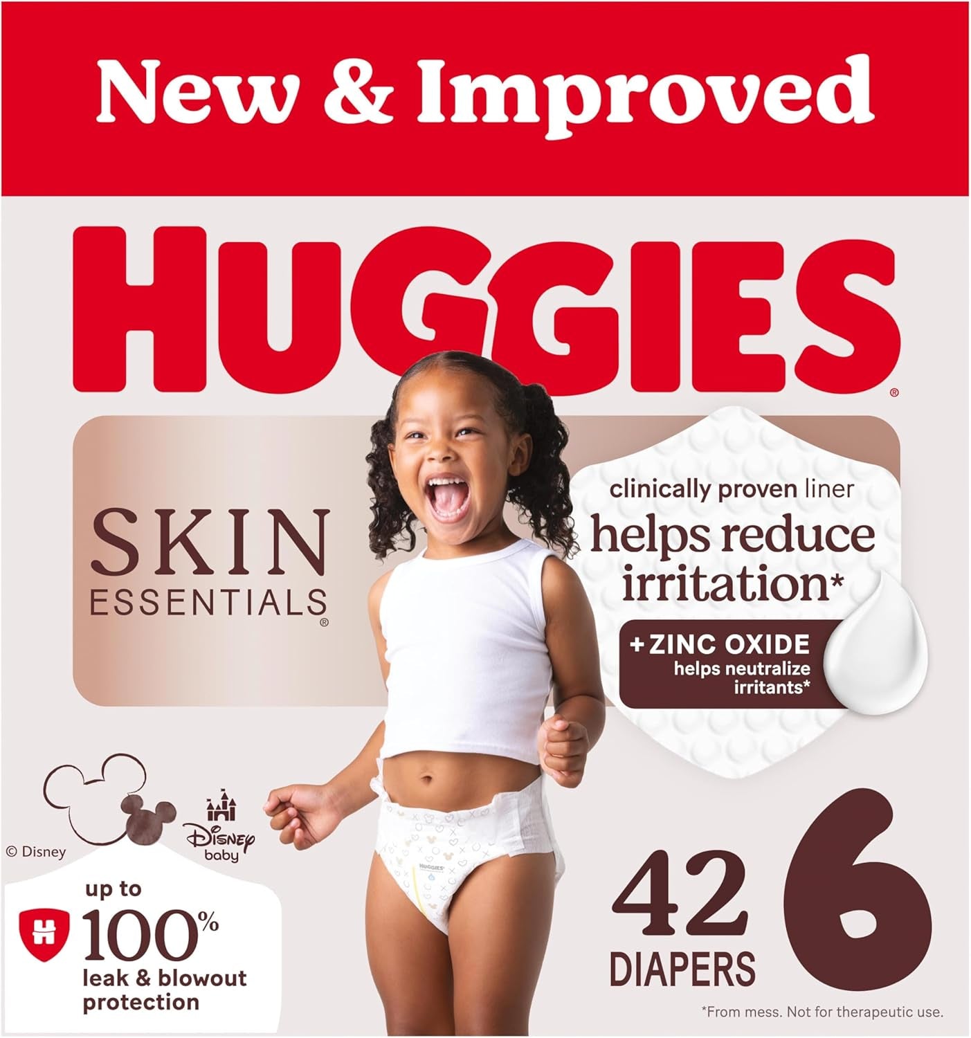 Huggies Size 6 Diapers, Skin Essentials Baby Diapers, Size 6 (35+ Lbs), 42 Count, Packaging May Vary