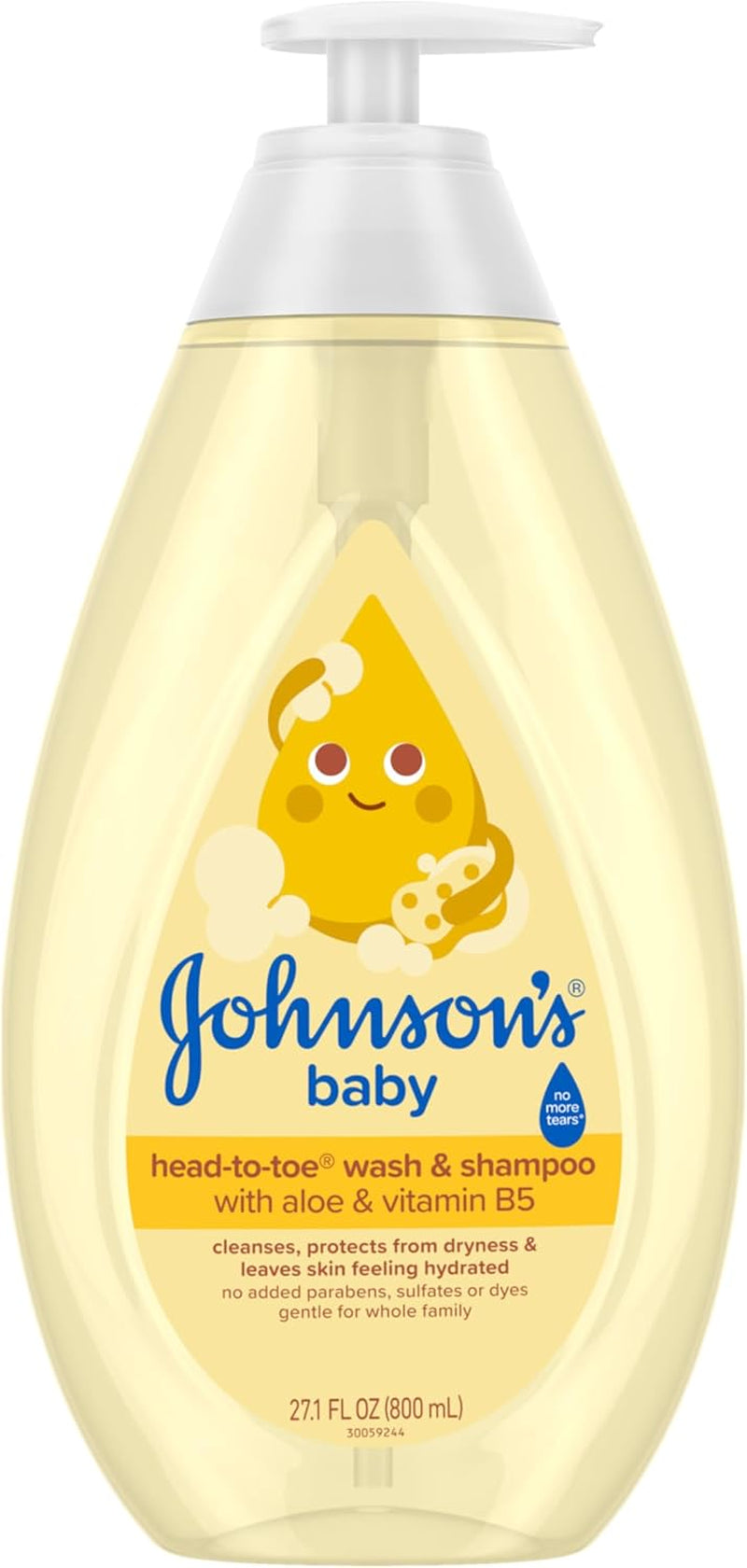 Johnson'S Baby Head Totoe Baby Wash & Shampoo + Aloe & Vitamin B5, 2-In-1 Bath Wash Gently Cleans Newborn'S Delicate Skin & Hair, Hypoallergenic, No Parabens, Dyes & Sulfates, 13.6 Fl. Oz (Pack of 2)