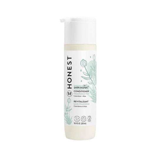 The Honest Company Silicone-Free Conditioner, Gentle, Hypoallergenic, Naturally Derived Ingredients, Fragrance-Free for Sensitive Skin, 10 Fl Oz