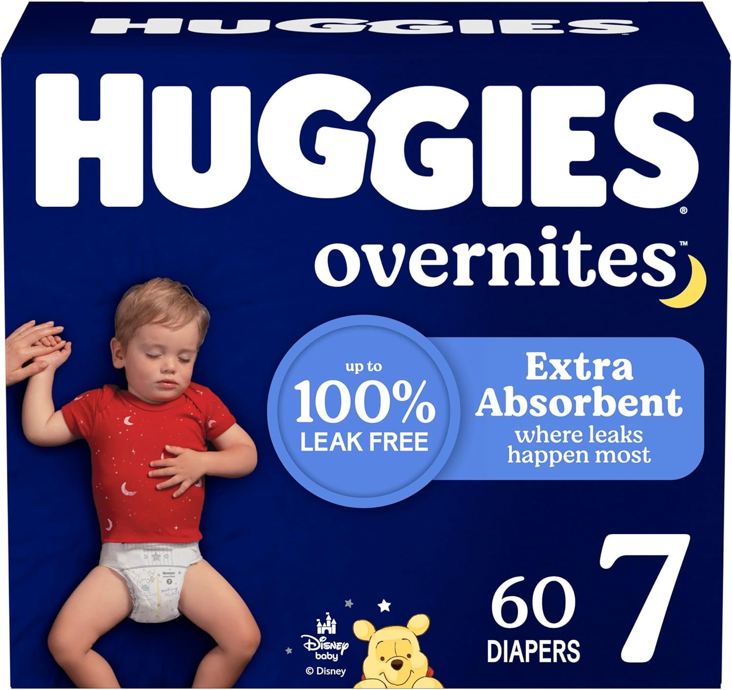 Huggies Size 7 Overnites Baby Diapers: Overnight Diapers, Size 7 (41+ Lbs), 60 Ct, Packaging May Vary