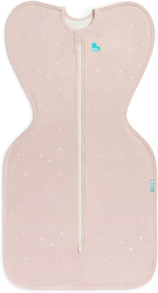 Love to Dream Swaddle UP, Baby Sleep Sack, Self-Soothing Swaddles for Newborns, Snug Fit Helps Calm Startle Reflex, New Born Essentials for Baby, 1.0 TOG, Newborn 5-8.5 Lbs, Powder Pink Twinkle