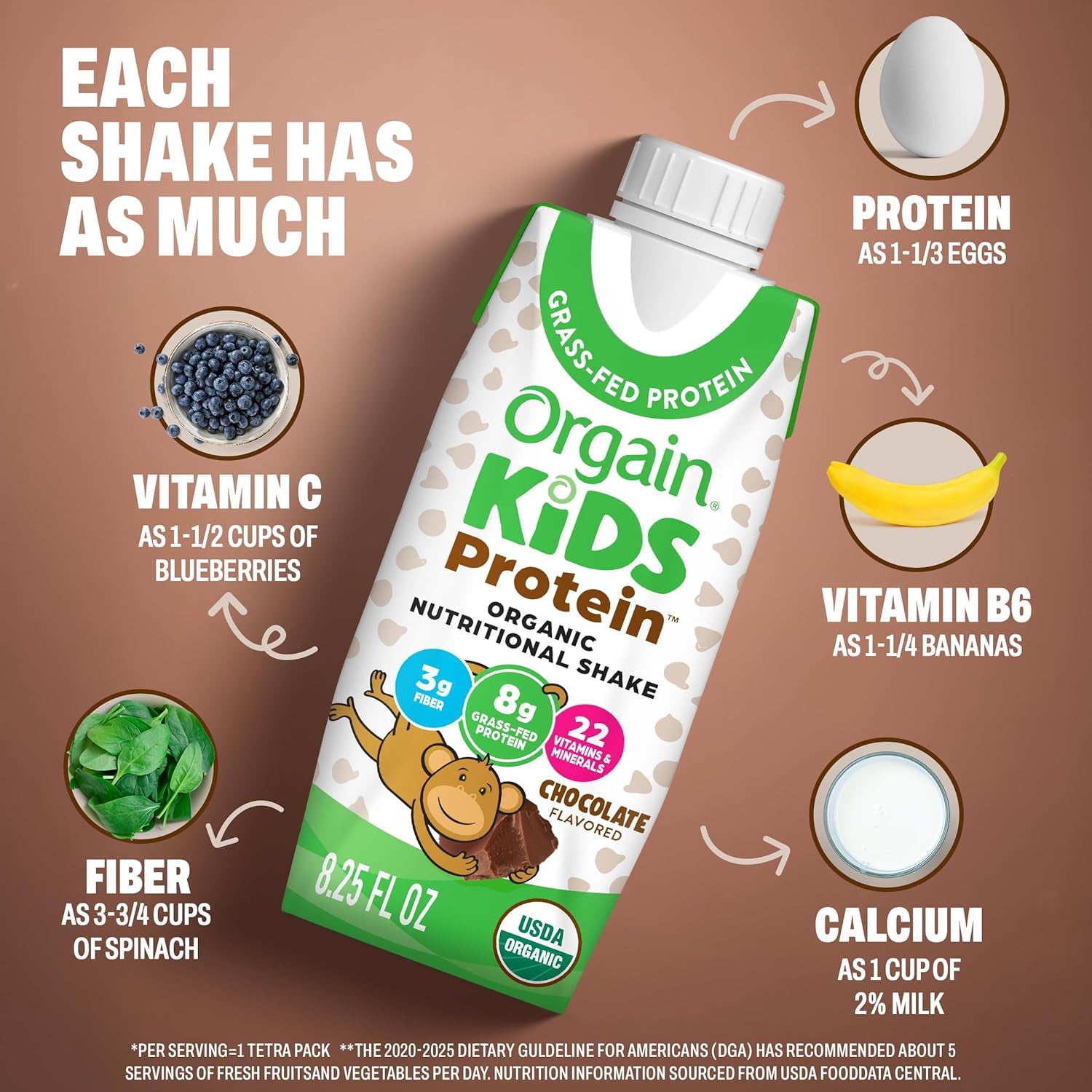 Orgain Organic Kids Dairy Nutritional Protein Shakes, Chocolate 12‑Pack + Vanilla 12‑Pack, 8G Protein, 3G Fiber, 22 Vitamins & Minerals, No Soy Ingredients, Gluten Free, Non‑Gmo, 8.25 Fl Oz