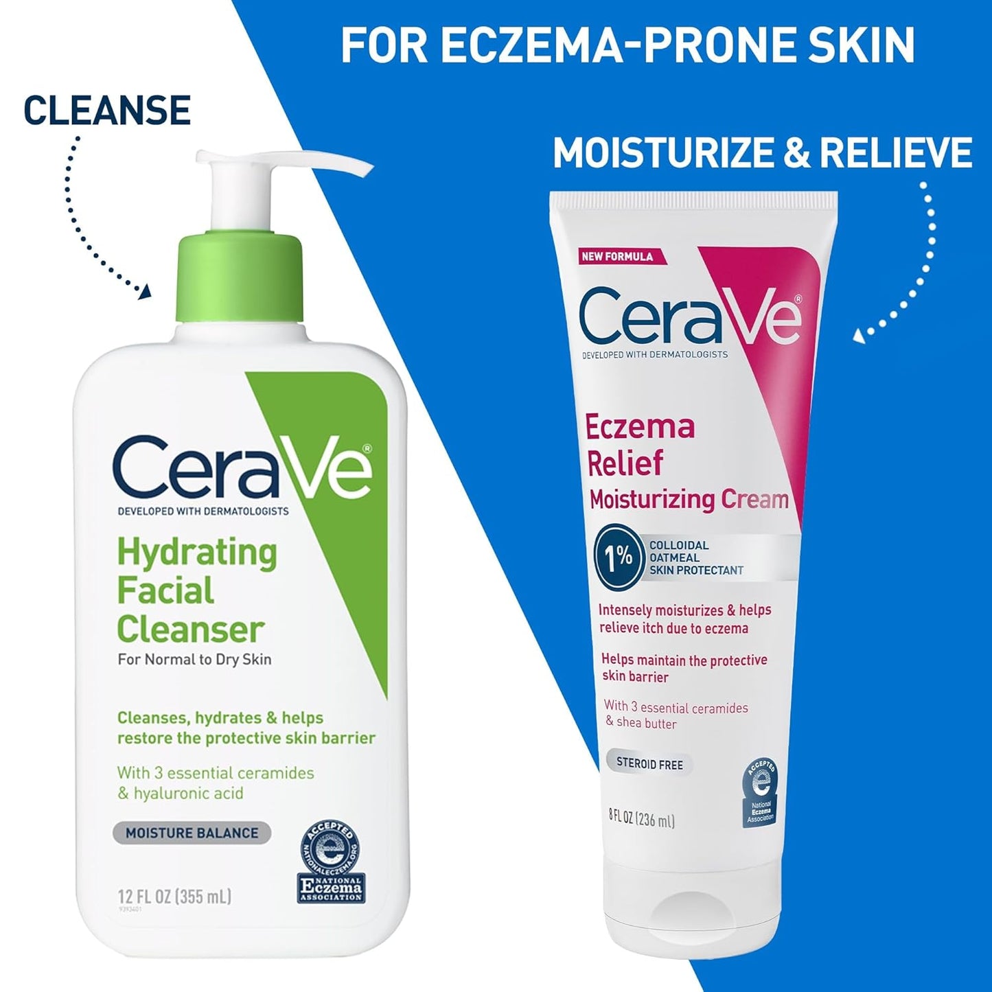 CeraVe Eczema Relief Moisturizing Cream Colloidal Oatmeal Steroid Free 8 oz