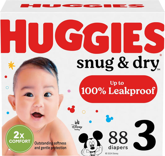 Huggies Size 3 Diapers, Snug & Dry Baby Diapers, Size 3 (16-28 Lbs), 88 Count