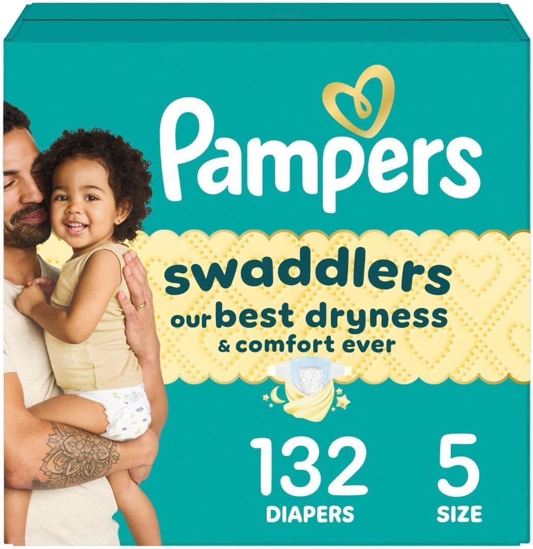 Pampers Swaddlers Diapers, Size 0 (Up to 10 Lbs), 140 Count, Absorbent, Keeps Baby Dry and Comfortable, Skin Safe Disposable Baby Diaper (Packaging May Vary)