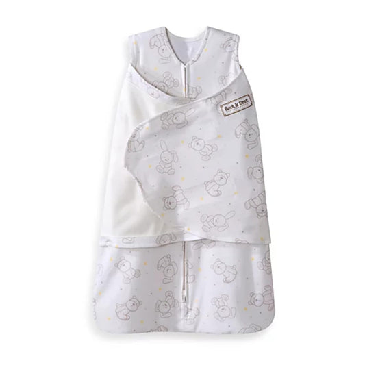 HALO 100% Cotton Sleepsack Swaddle, 3-Way Adjustable Wearable Blanket, TOG 1.5, Floppy Friends, Newborn, 0-3 Months