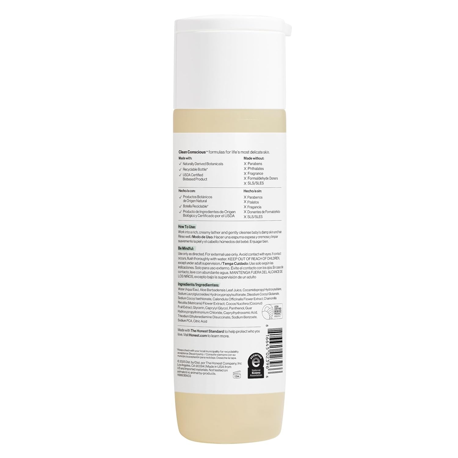 The Honest Company 2-In-1 Cleansing Shampoo Body Wash Refill Carton Gentle for Baby, Naturally Derived, Tear-Free, Hypoallergenic, Lavender Calm, 32 Fl Oz (Pack of 6)