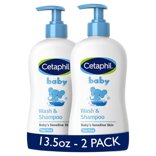 Cetaphil Baby Wash & Shampoo, 13.5Oz Pack of 2, Hypoallergenic, Gentle Enough for Everyday Use, Soap Free