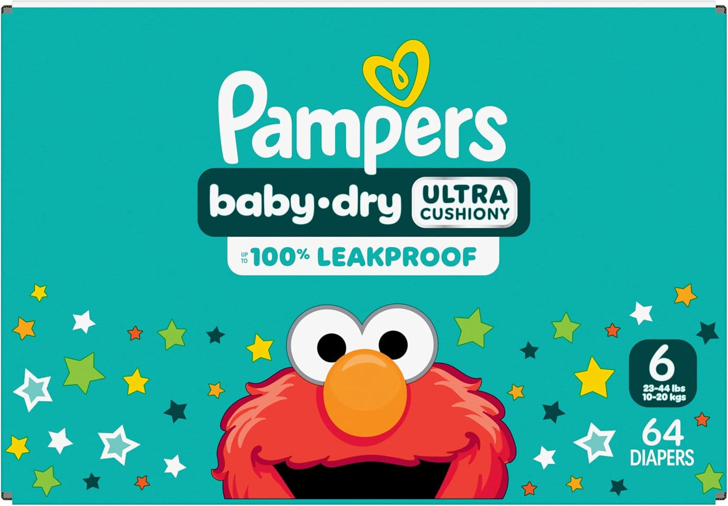 Pampers Diapers - Baby Dry - Size 6, 64 Count, Absorbent Disposable Infant Diaper (Packaging May Vary)
