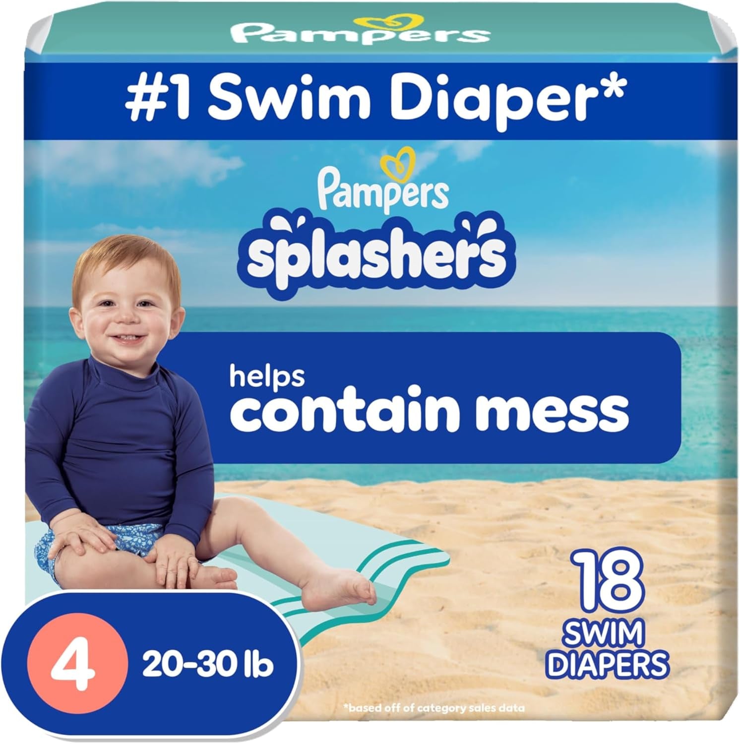Pampers Swim Diapers - Splashers - Size 5+, 17 Count, Gap-Free Disposable Baby Swimming Pants