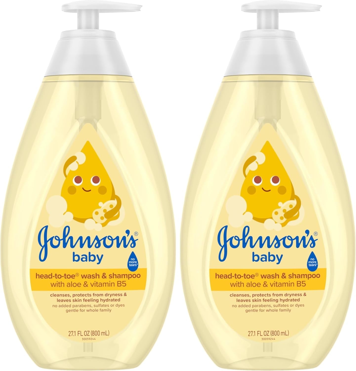 Johnson'S Head-To-Toe Gentle Tear-Free Baby & Newborn Wash & Shampoo, Sulfate-, Paraben- Phthalate- & Dye-Free, Hypoallergenic Wash for Sensitive Skin & Hair, 27.1 Fl. Oz (Pack of 2)