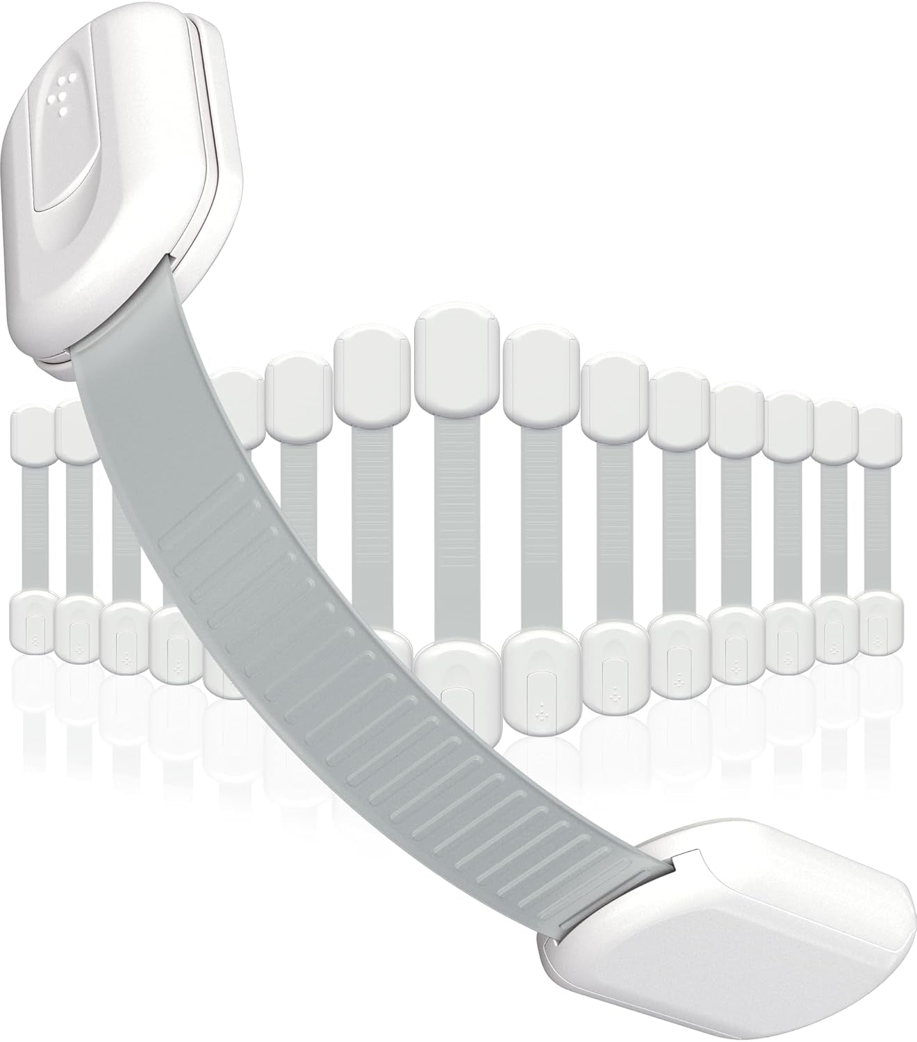 Skyla Homes baby proofing cabinet locks 16-pack, featuring easy installation with 3M adhesive and child safety design.