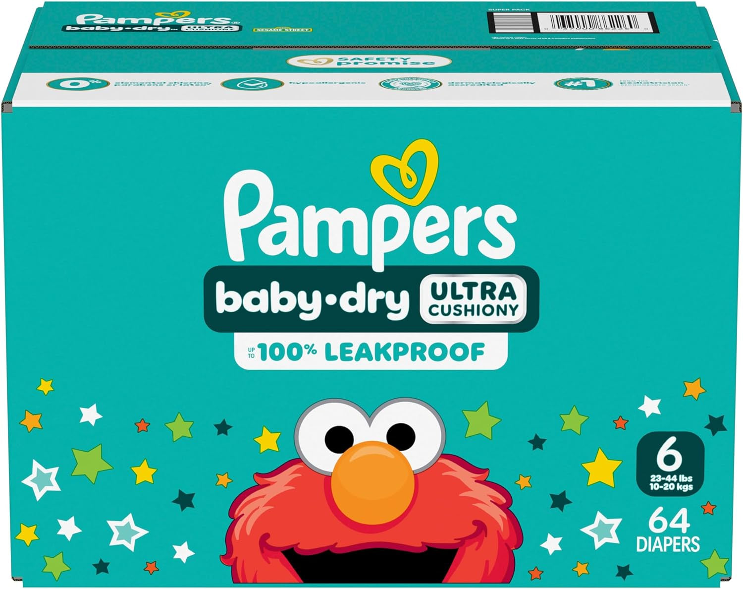Pampers Diapers - Baby Dry - Size 6, 64 Count, Absorbent Disposable Infant Diaper (Packaging May Vary)