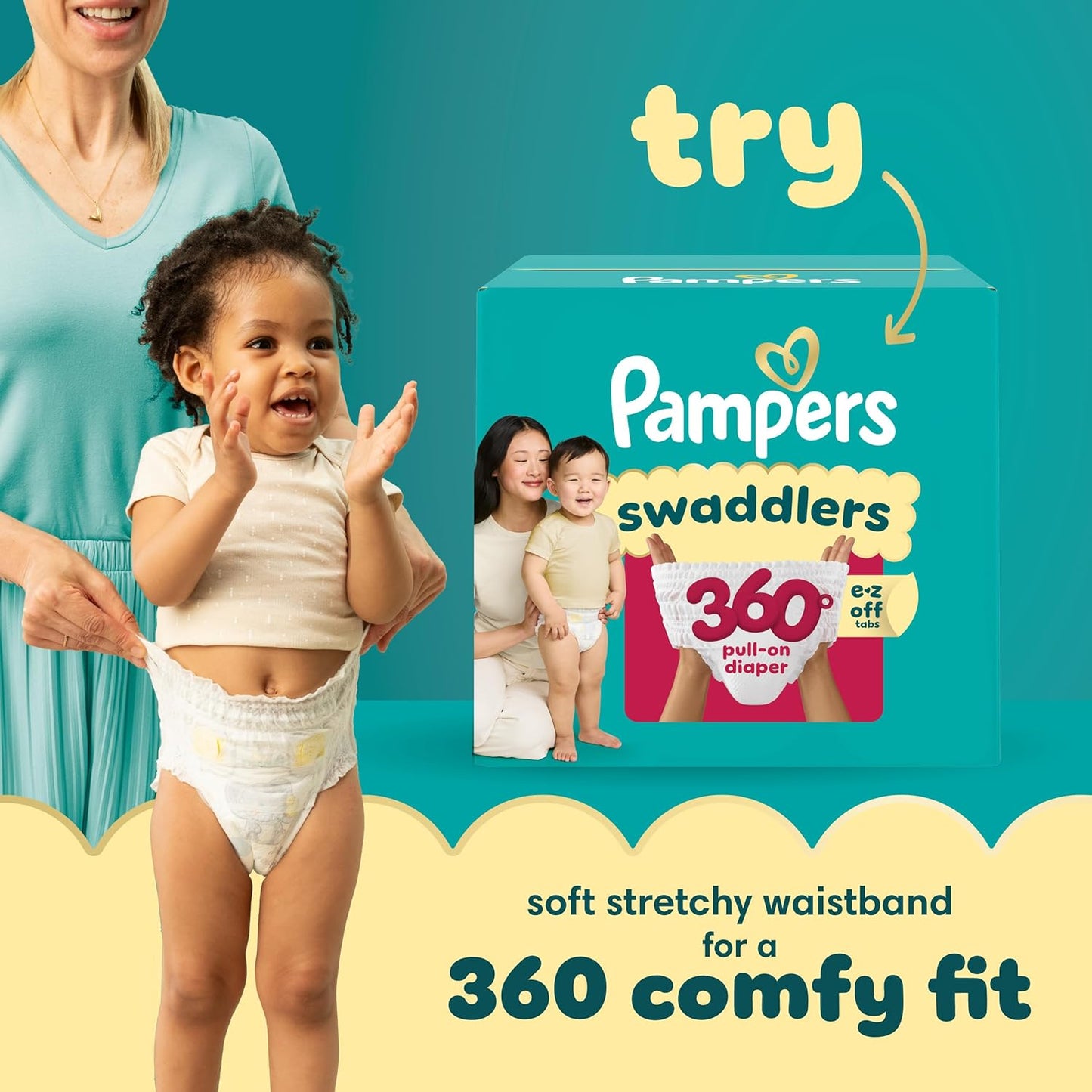 Pampers Swaddlers Diapers, Size 6 (23-44 Lbs), 84 Count, Absorbent, Keeps Baby Dry and Comfortable, Skin Safe Disposable Baby Diaper (Packaging May Vary)