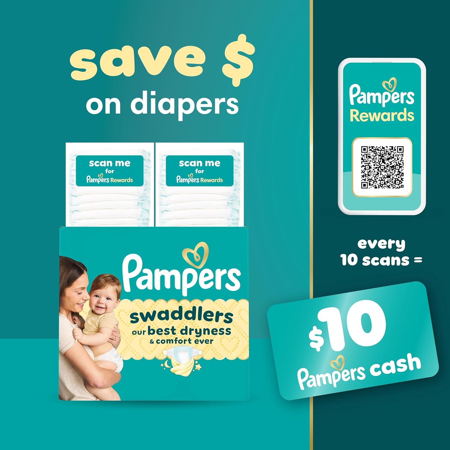 Pampers Swaddlers Diapers, Size 5 (20-37 Lbs), 132 Count, Absorbent, Keeps Baby Dry and Comfortable, Skin Safe Disposable Baby Diaper (Packaging May Vary)