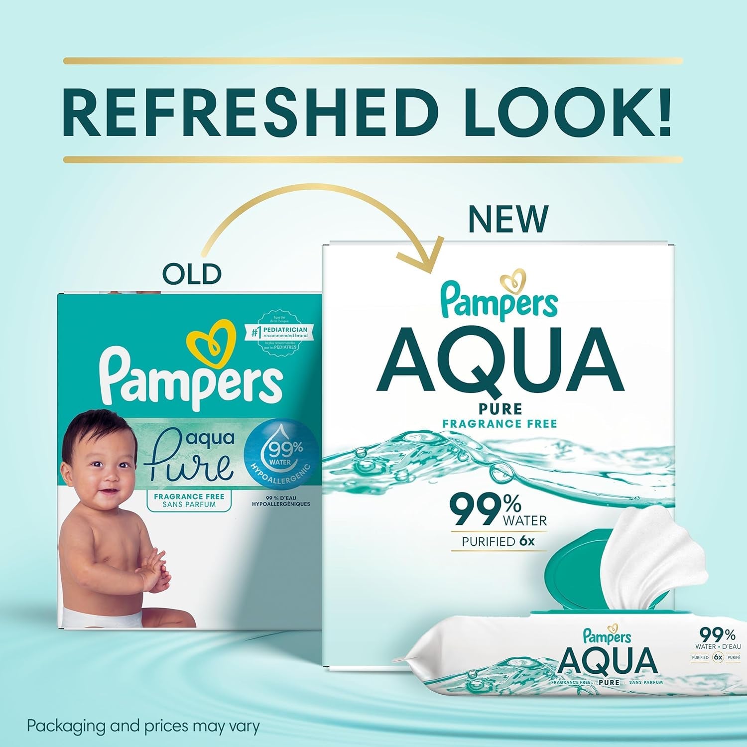 Pampers Aqua Pure Baby Wipes 56 Ct OLD