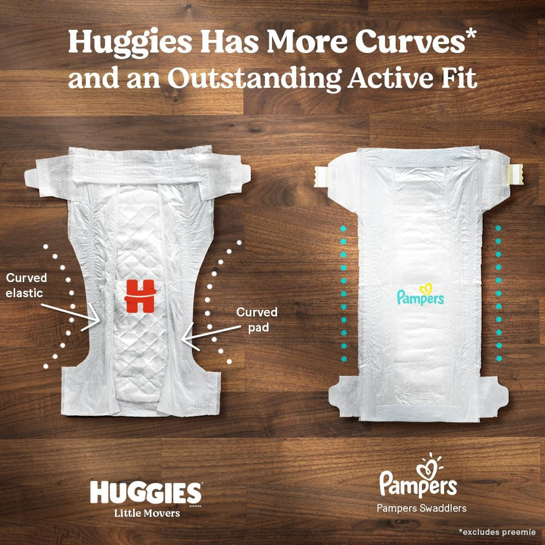 Huggies Size 8 Diapers, Little Movers Baby Diapers, Size 8 (46+ Lbs), 72 Count