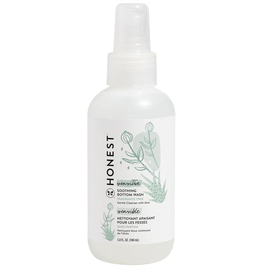 The Honest Company Soothing Baby Bottom Wash, gently cleanses and refreshes, 5 Fl Oz, gentle baby bottom wash with aloe.