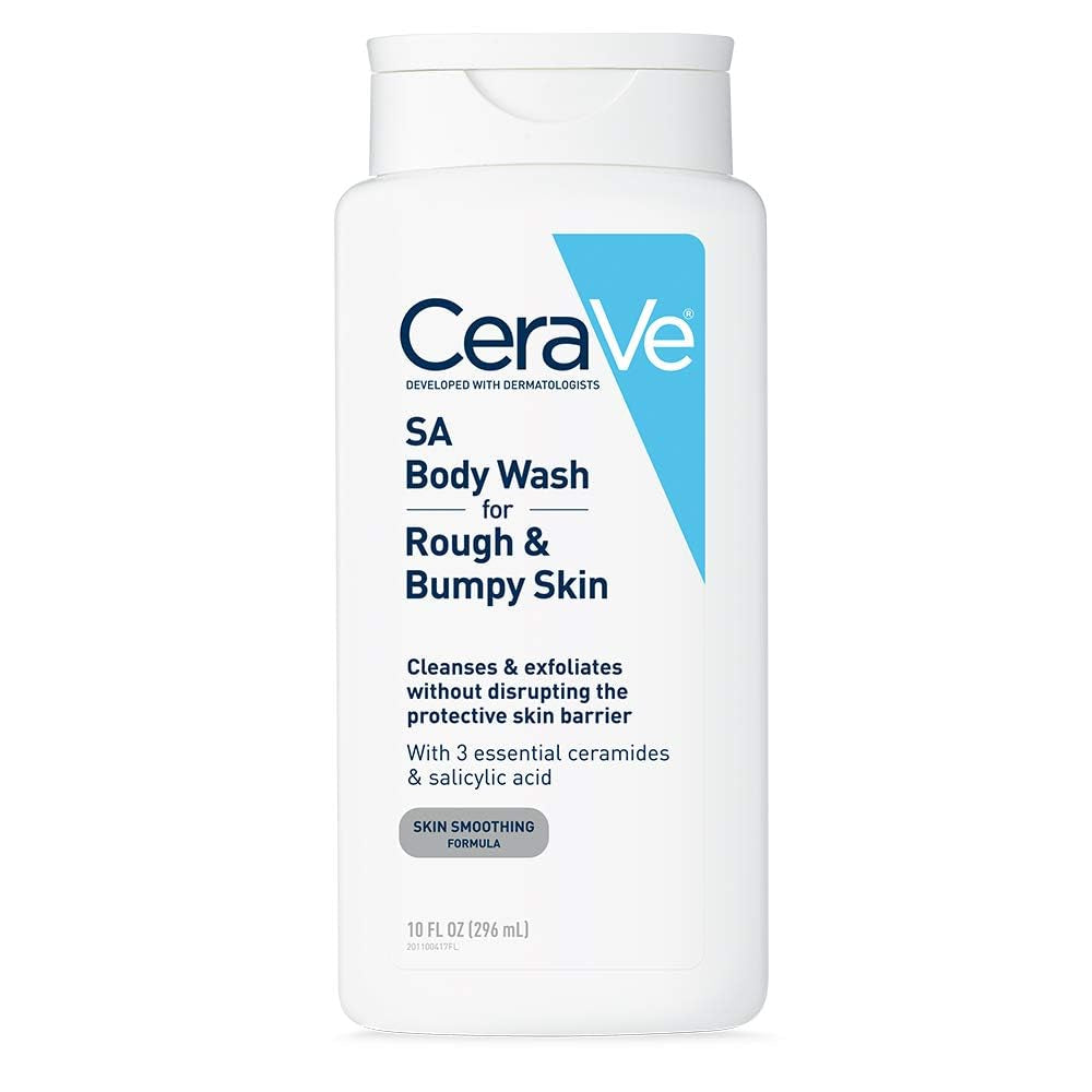 CeraVe SA Body Wash for Rough & Bumpy Skin with salicylic acid, cleanses and exfoliates skin texture.
