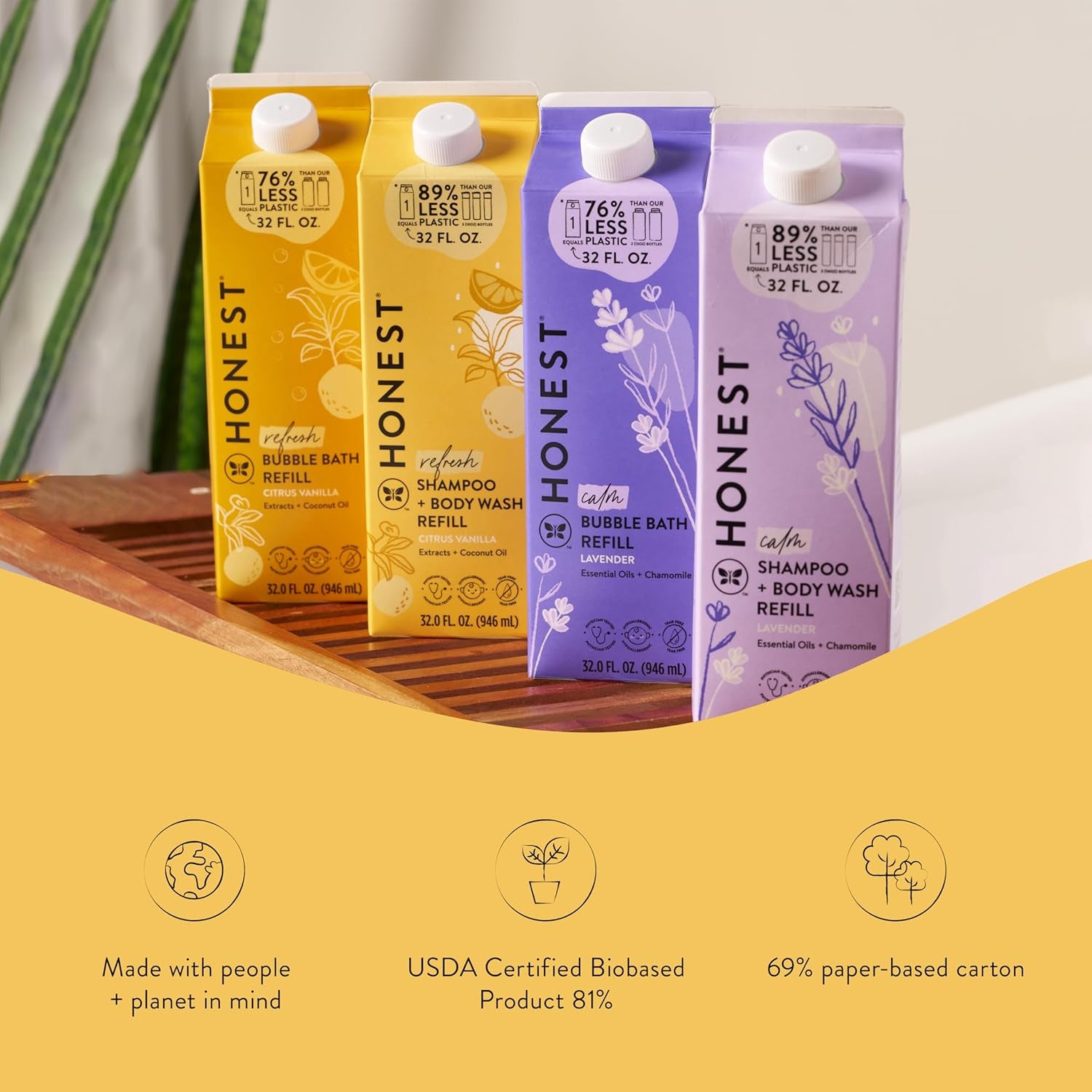 The Honest Company 2-In-1 Cleansing Shampoo Body Wash Refill Carton, Gentle for Baby, Naturally Derived, Tear-Free, Hypoallergenic, Citrus Vanilla Refresh, 32 Fl Oz