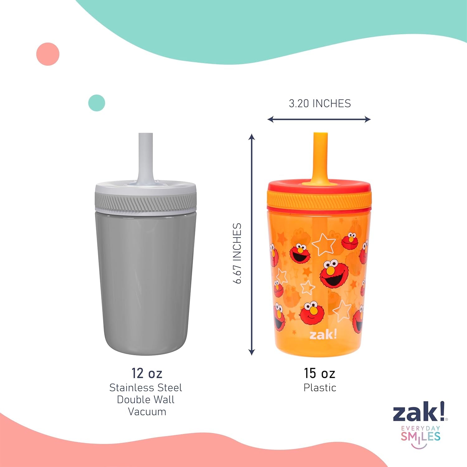 Zak Designs Disney Superkitties Kelso Toddler Tumblers for Travel or at Home, 15Oz 2-Pack Durable Plastic Sippy Cups with Leak-Proof Design Is Perfect for Kids (Ginny, Sparks, Buddy, Bitsy)